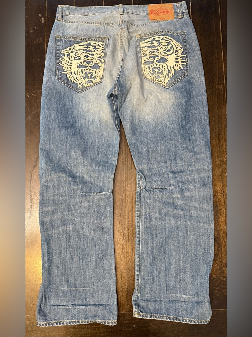 Ed Hardy Christian Audigier Jeans Mens 38x32 Tiger Embroidered Y2K McBling Baggy